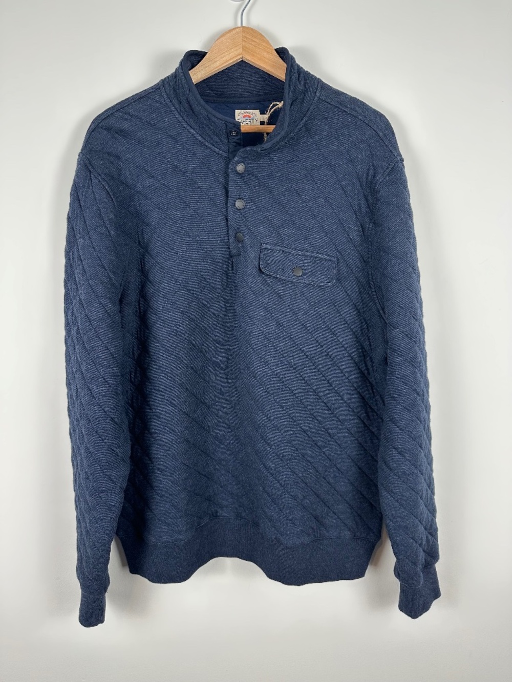 NWT Faherty Epic Quilted Fleece Pullover Navy Melange Men’s L